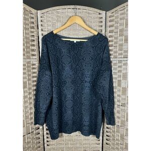 Sejour Plus Size Wool Cashmere Blend Snake Skin Print Sweater - Size 1X